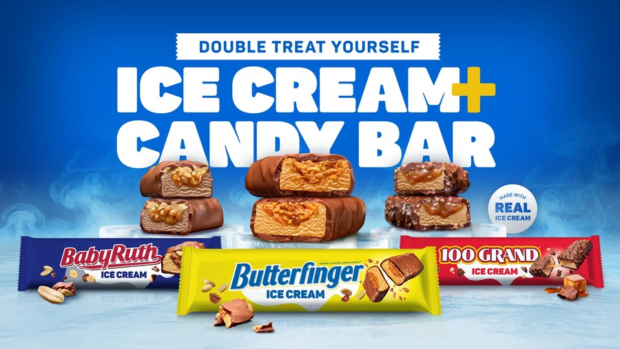 Butterfinger, Baby Ruth, and 100 Grand Debut Ice Cream Candy Bars